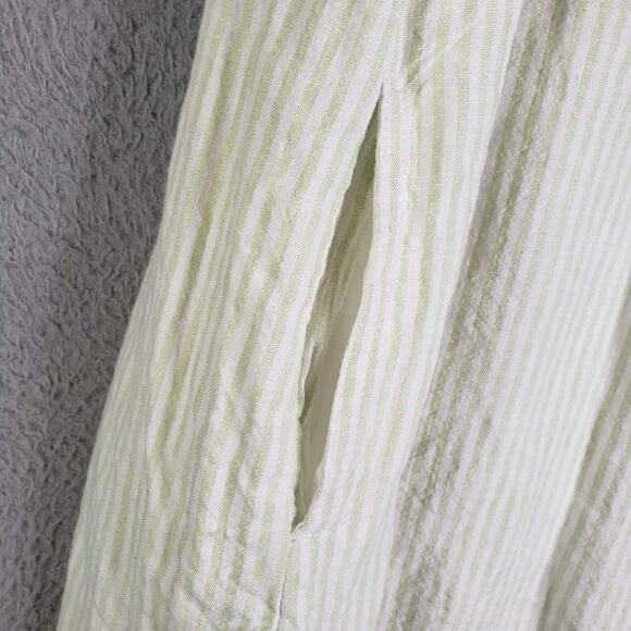 Tommy Bahama Two Palms Green Striped Ruffle Linen Shift Dress Size Medium - Picture 6 of 10
